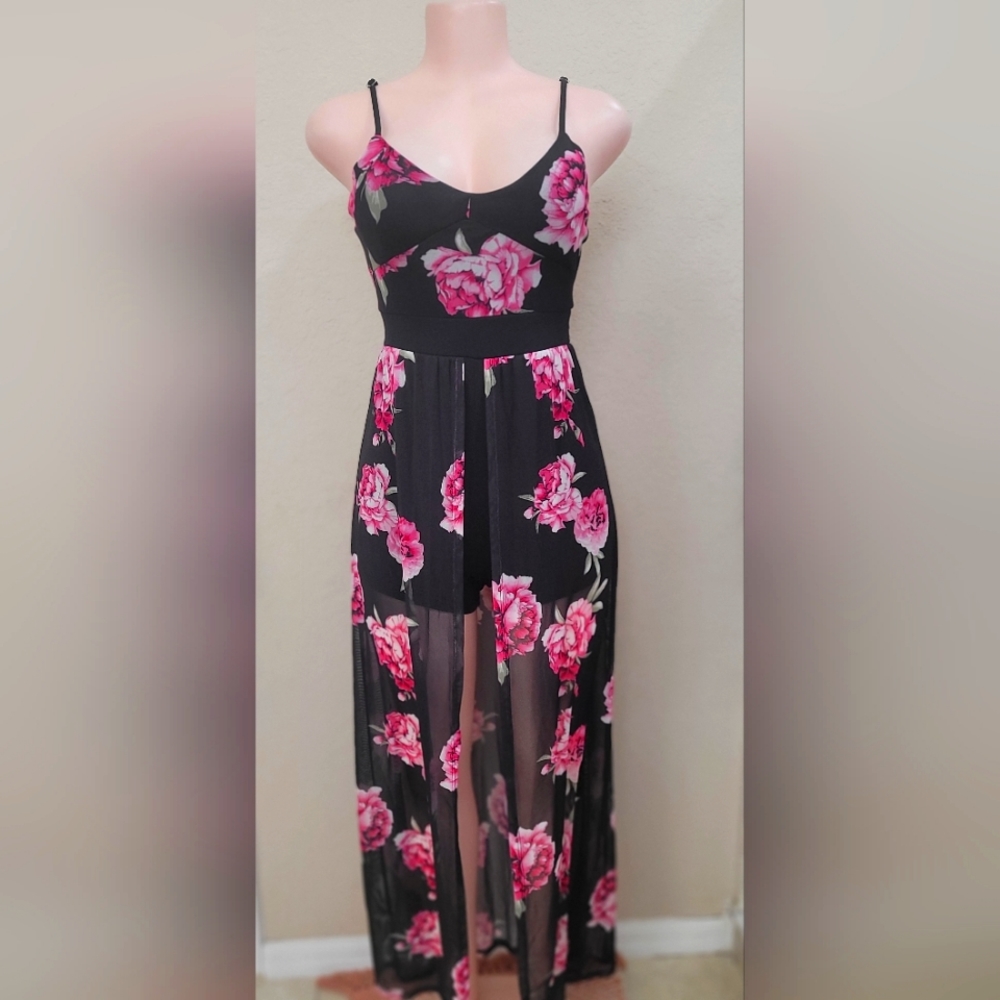 XXL-Beautiful large flower print maxi dress and romper all in one!😍 XXL